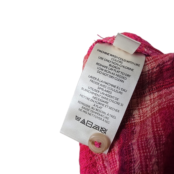 Anthropologie Pilcro Pink Plaid Shirt Button Down Long Sleeves M - Picture 8 of 9